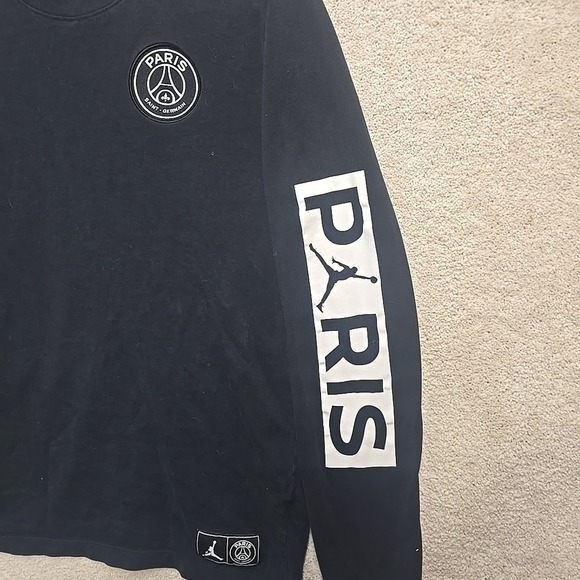 Jordan Mens Medium Black Paris Saint Germain Soccer long sleeve t-shirt EUC - Picture 3 of 13
